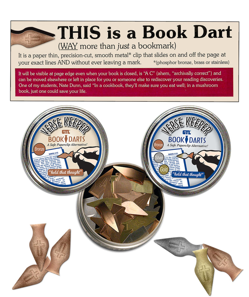 G T Luscombe Verse Keeper – Book Darts, Pack of 1 x 40, Multicoloured (Gold, Bronze, Silver