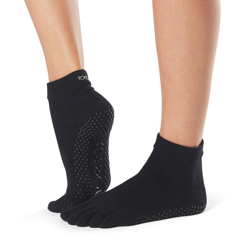 Toesox Full Toe Ankle Non Slip Socks Large 9-11 Black Large 9-11 Black