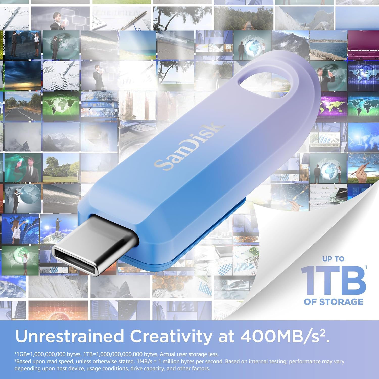 SanDisk Creator USB-C Flash Drive 256 GB (For Computers, Tablets & Smartphones, USB Type-C, Up to 400 MB/s, Automatic Backup, 3 month Adobe Lightroom included