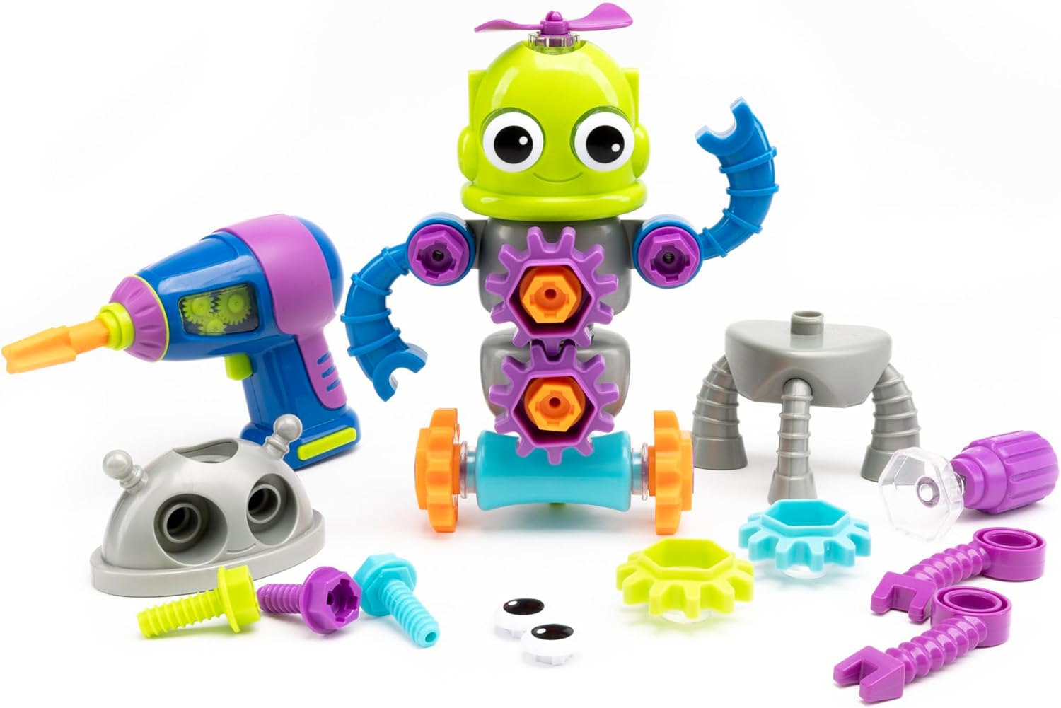 Learning Resources Educational Insights Workshop Taller de Robots Design & Drill, Robot 3 años, construcción Stem, Juguete Desmontable con Taladro para niños Trabajadores, Multicolor, M EI-4177