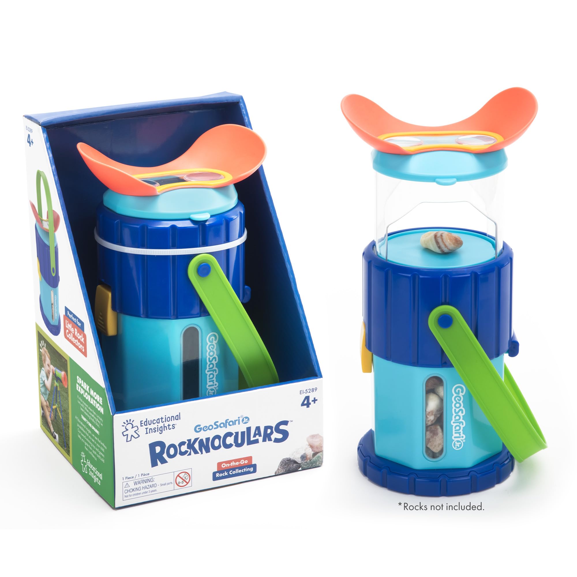 Learning Resources GeoSafari Jr Rocknoculars, Ages 4+, View Gemstones and Rocks at 3x Magnification, Geology for Kids, Science Toy, Interactive Learning, Outdoor Toy