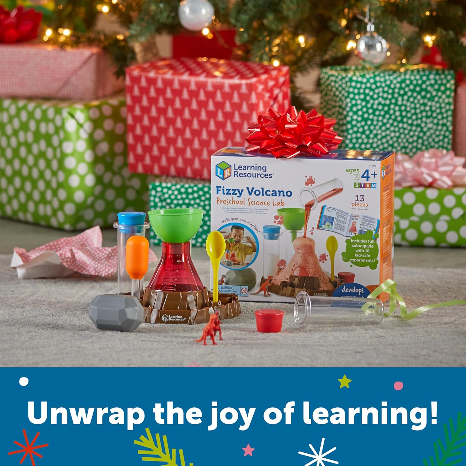 Learning Resources Fizzy Volcano Preschool Science Lab Set Ages 4+, Fizzy Foamy Reactions Chemistry Experiments for Kids, STEM Toys for Kids, 13 Pieces