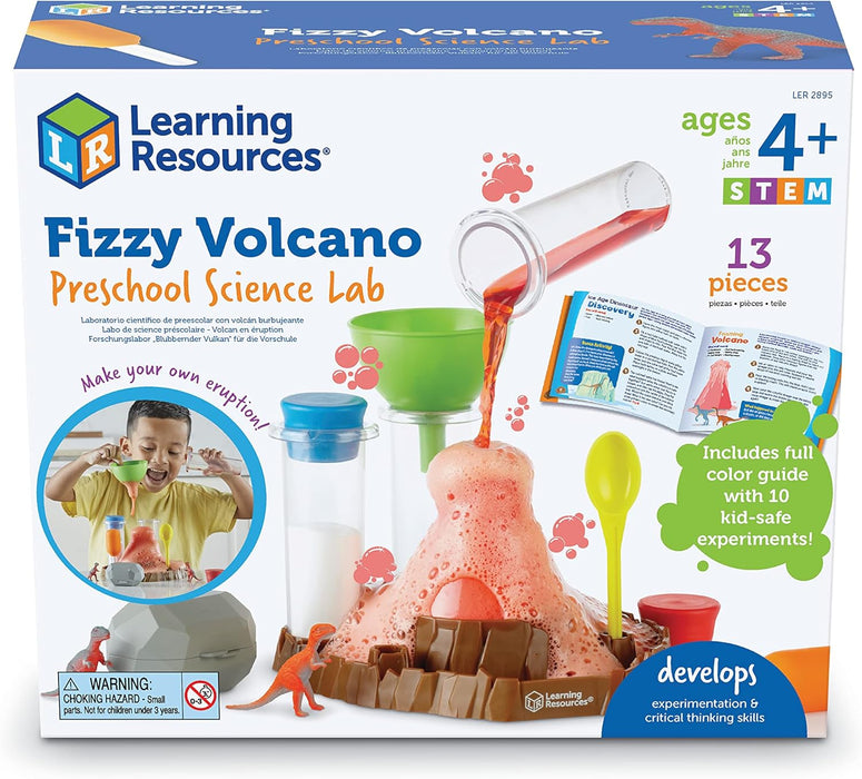 Learning Resources Fizzy Volcano Preschool Science Lab Set Ages 4+, Fizzy Foamy Reactions Chemistry Experiments for Kids, STEM Toys for Kids, 13 Pieces