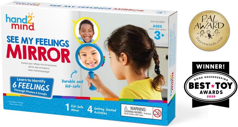 Learning Resources See My Feelings Mirror, Social Emotional Learning, Sensory Toys for Toddler Learning, Anxiety Relief, Mindfulness for Kids,Calm Down Corner Supplies (Pack of 1),Ages 3+