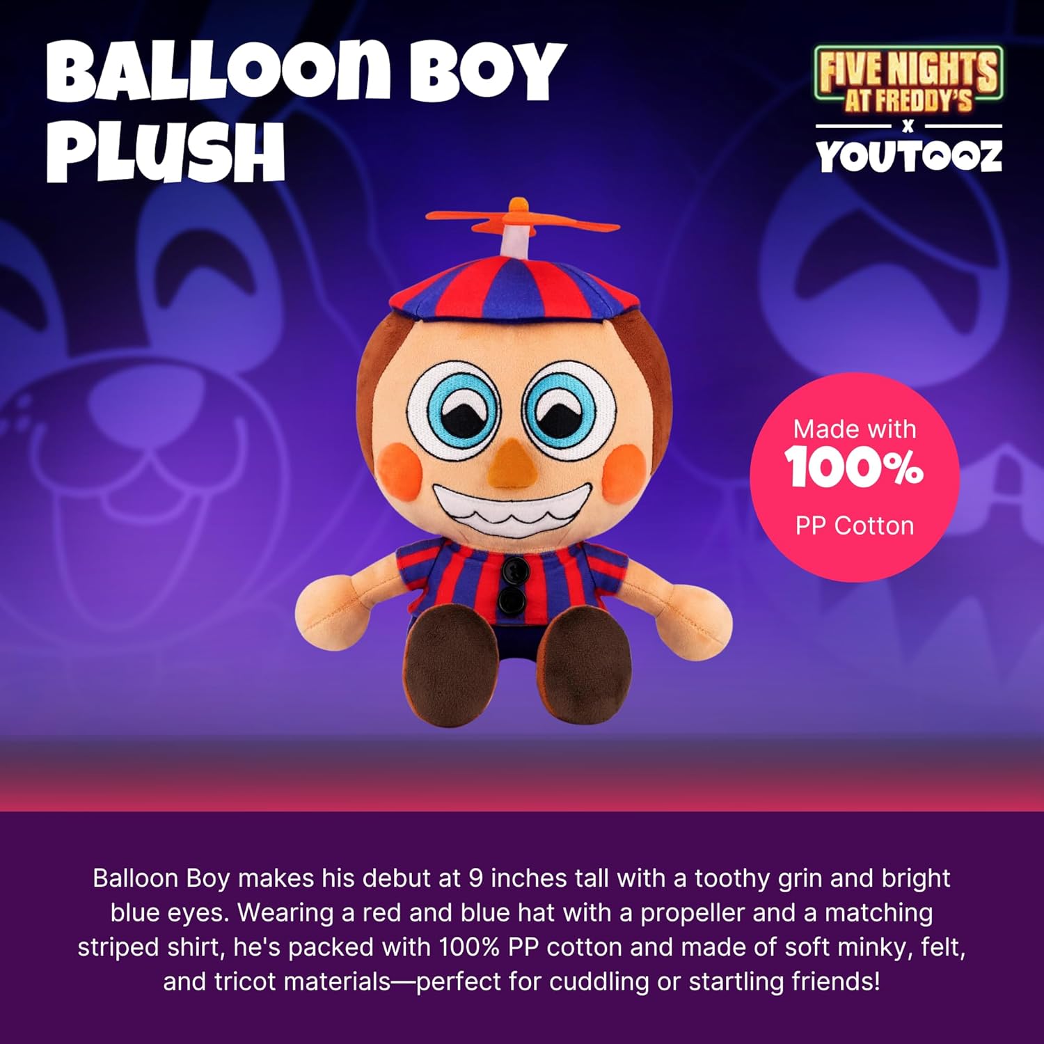 Youtooz FNAF Balloon Boy 9" Plush, Collectible Balloon Boy Plushie from Five Nights at Freddys Collection