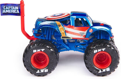 Monster Jam Marvel 2024 schaal 1:64 Diecast Series 1 Monster Truck met vlag: Captain America