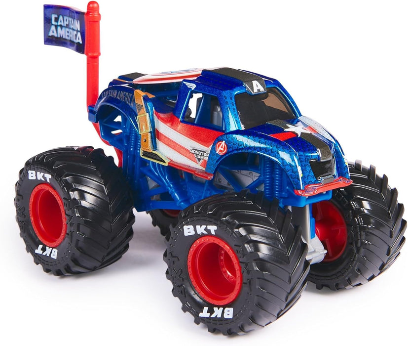 Monster Jam Marvel 2024 schaal 1:64 Diecast Series 1 Monster Truck met vlag: Captain America