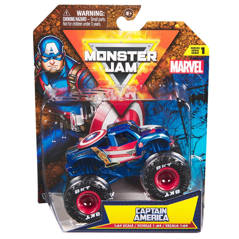 Monster Jam Marvel 2024 schaal 1:64 Diecast Series 1 Monster Truck met vlag: Captain America