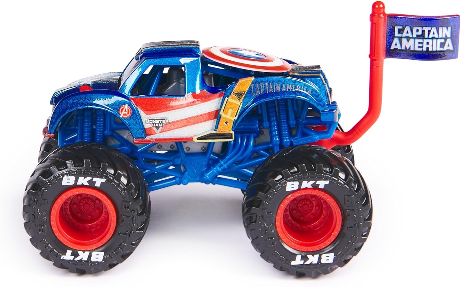 Monster Jam Marvel 2024 schaal 1:64 Diecast Series 1 Monster Truck met vlag: Captain America