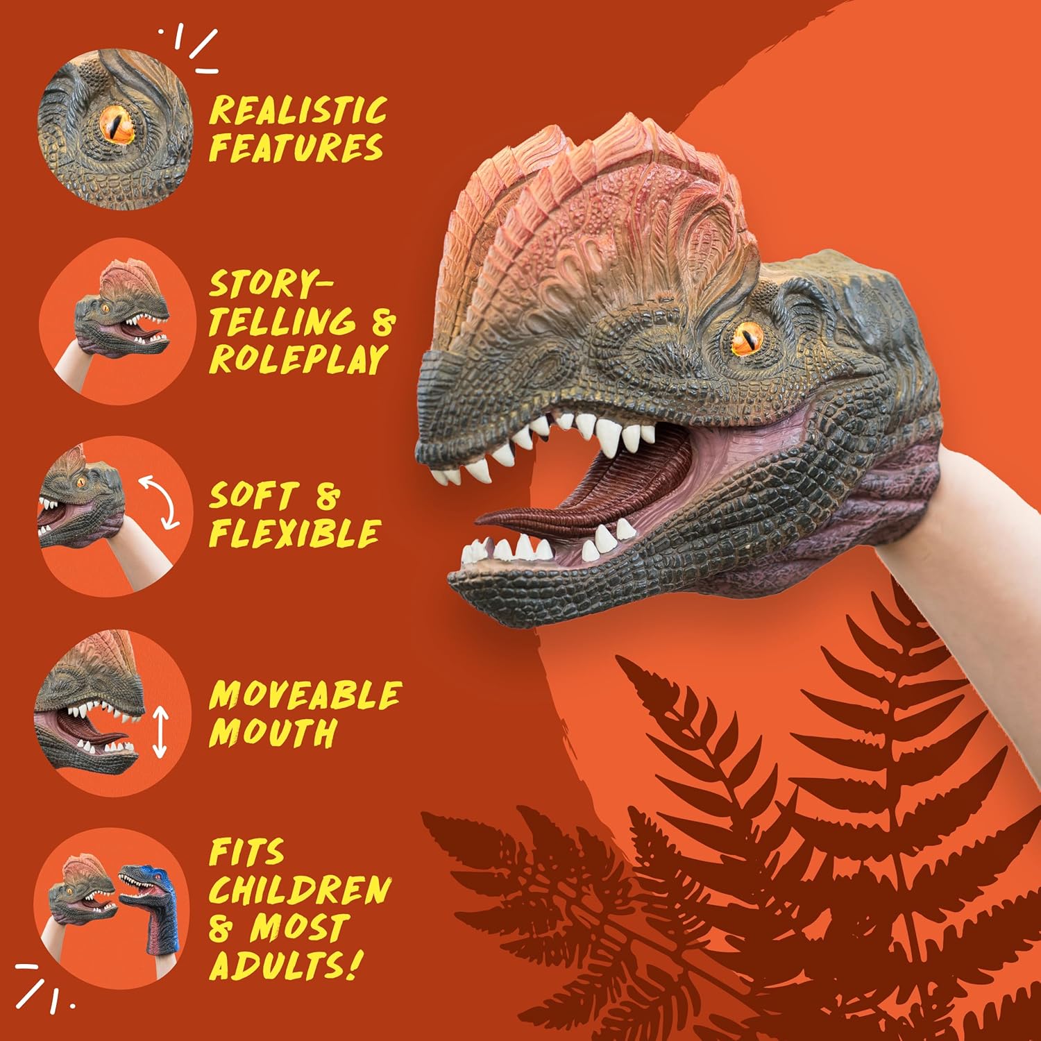 Wild Thingz Hand Puppet - Dilophosaurus, Green