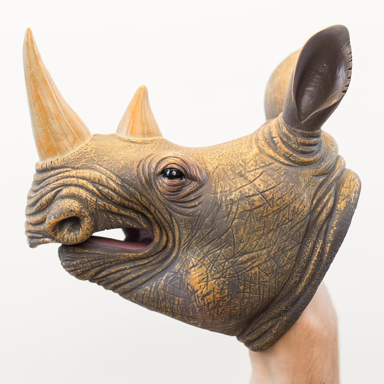 Wild Thingz Grey Rhino Hand Puppet for Kids | Interactive Storytelling Animal Toy for Learning, Imagination & Creative Play