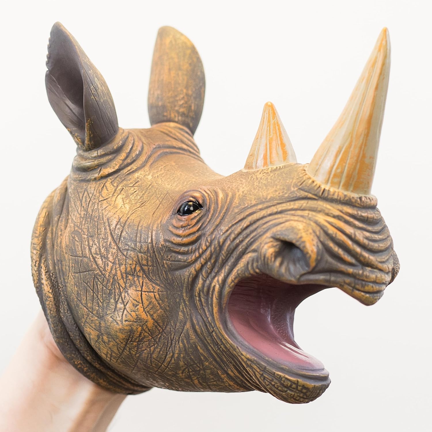 Wild Thingz Grey Rhino Hand Puppet for Kids | Interactive Storytelling Animal Toy for Learning, Imagination & Creative Play