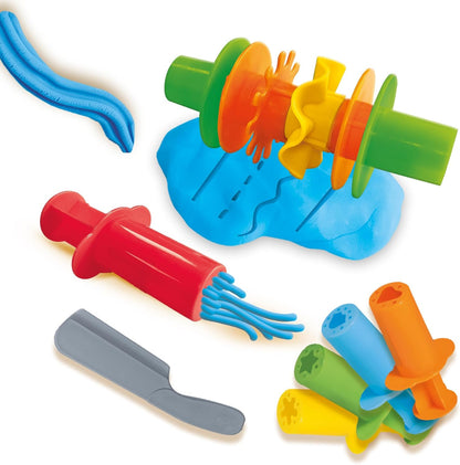 SES Creative 00504 Dough Tool Set - Creative Play Kit for Kids Aged 2+ - Includes Toolsr - Washable and Gluten-Free Dough in Red and Blue - 2 Pots