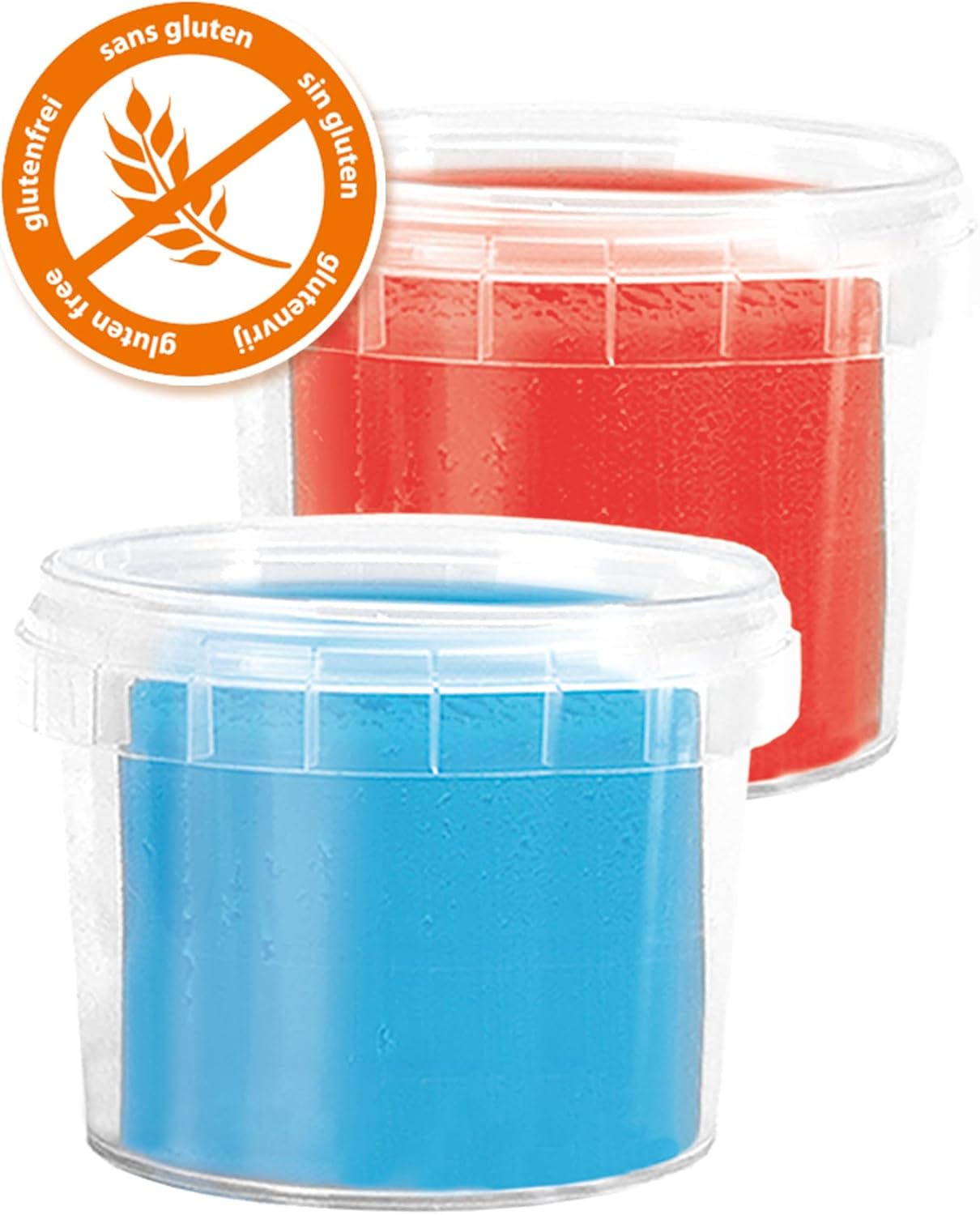 SES Creative 00504 Dough Tool Set - Creative Play Kit for Kids Aged 2+ - Includes Toolsr - Washable and Gluten-Free Dough in Red and Blue - 2 Pots