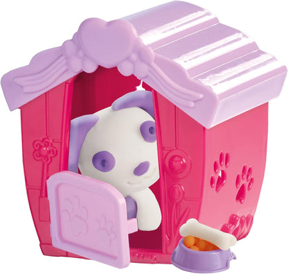 SES Creative 00505 Dough Puppy Play Set - Create Adorable Puppies with Gluten-Free Dough - Includes Doghouse and Accessories - Safe and Fun for Kids Aged 3+, Lila, Orange, Weiß