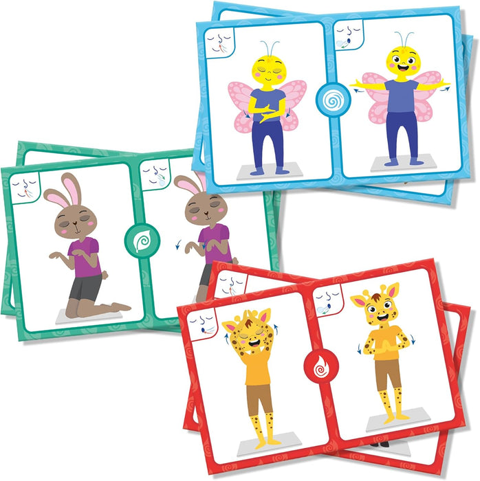 SES Creative 02407 - Zen Yoga Cards - Breathing Exercises - Mindfulness for Kids - 28 Example Cards - Exercises for Emotions like Happy or Angry