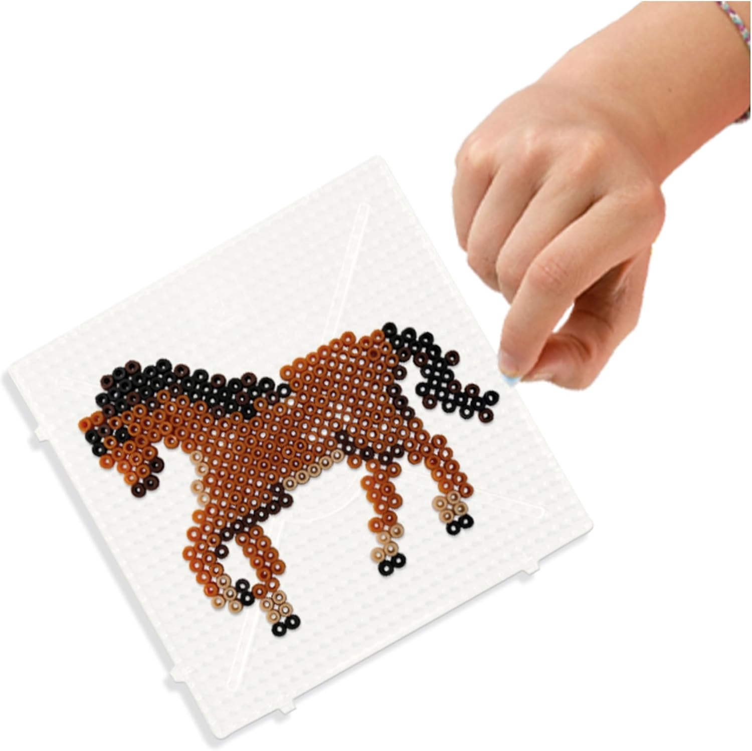 SES Creative 06222 Beedz Create Horses with Ironing Beads - 2100 Clear Plastic Round Beads on Square Pegboard