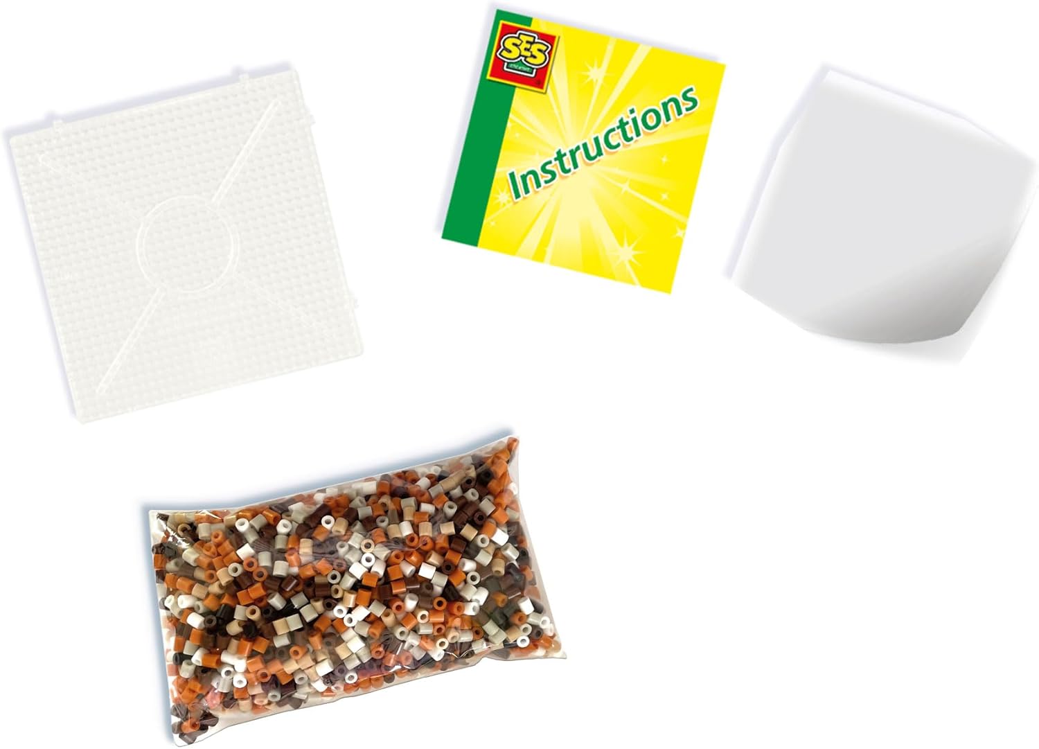 SES Creative 06222 Beedz Create Horses with Ironing Beads - 2100 Clear Plastic Round Beads on Square Pegboard
