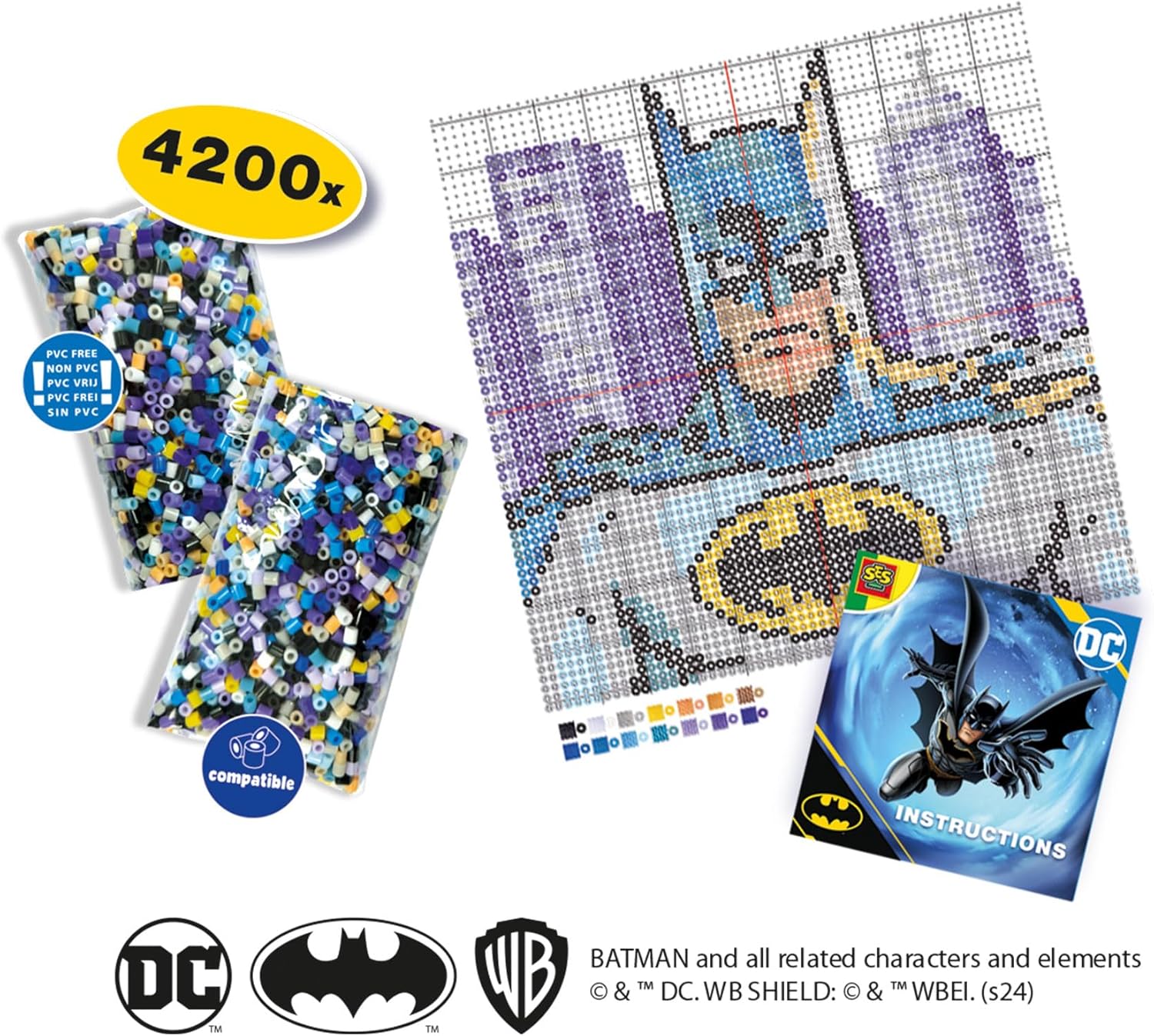 SES Creative 09362 Beedz Art - DC Batman - Create a Batman Portrait with Ironing Beads - Includes Poster Template - 4200 Beads