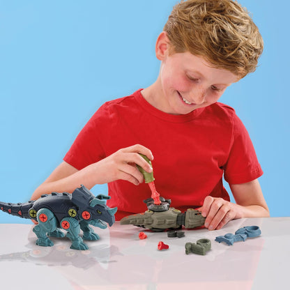 SES Creative 14291 Dino Screw Constructions - Creative Building Kit for Kids Aged 5+ - Build Your Own T-Rex and Triceratops with 35 Dino Parts, 20 Screws, and a Child-Friendly Screwdriver