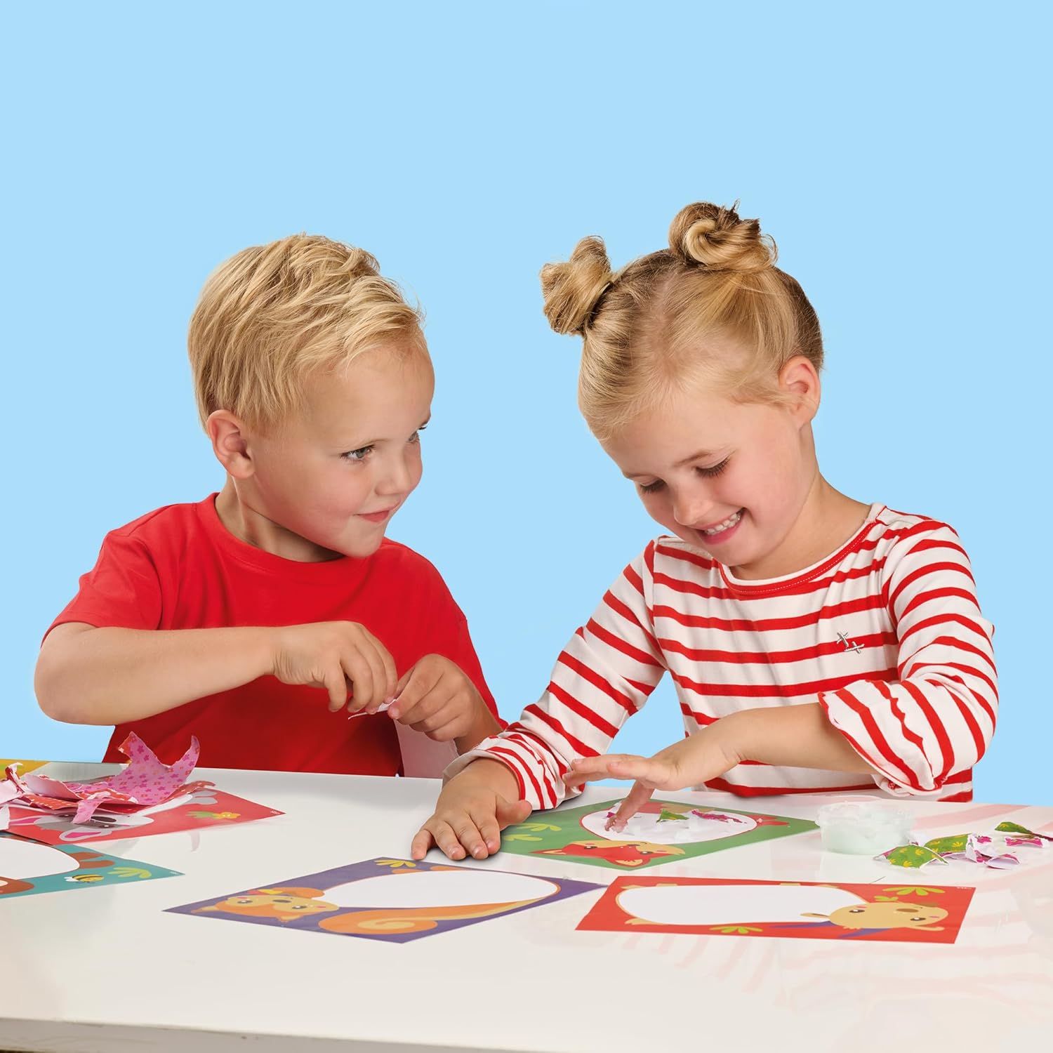 SES Creative 14474 My First Tearing and Sticking - Creative Play Kit for Kids Aged 1+ - 10 Large Sheets to Decorate - 4 Sheets to Tear and Glue - Safe Materials - Fun Craft Activity