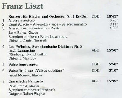 Konzert For Klavier Und Orchester N. 1 / Les Preludes, Symphonische Dichtung N.