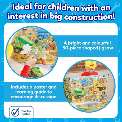 Orchard Toys Busy Builders Jigsaw Puzzle, 30-Piece Shaped Educational Jigsaw Puzzle, For Kids Age 3+, Develops Hand-Eye Coordination