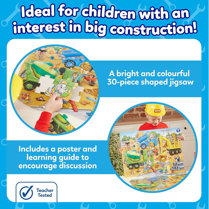 Orchard Toys Busy Builders Jigsaw Puzzle, 30-Piece Shaped Educational Jigsaw Puzzle, For Kids Age 3+, Develops Hand-Eye Coordination