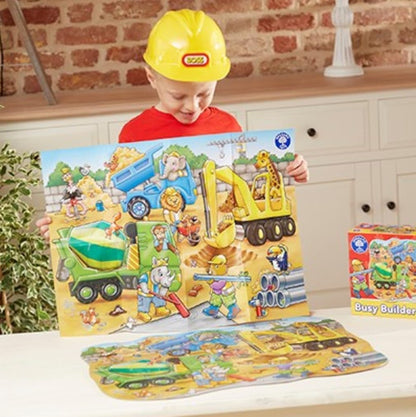 Orchard Toys Busy Builders Jigsaw Puzzle, 30-Piece Shaped Educational Jigsaw Puzzle, For Kids Age 3+, Develops Hand-Eye Coordination