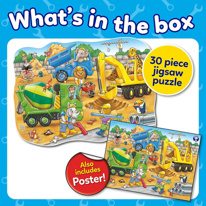 Orchard Toys Busy Builders Jigsaw Puzzle, 30-Piece Shaped Educational Jigsaw Puzzle, For Kids Age 3+, Develops Hand-Eye Coordination
