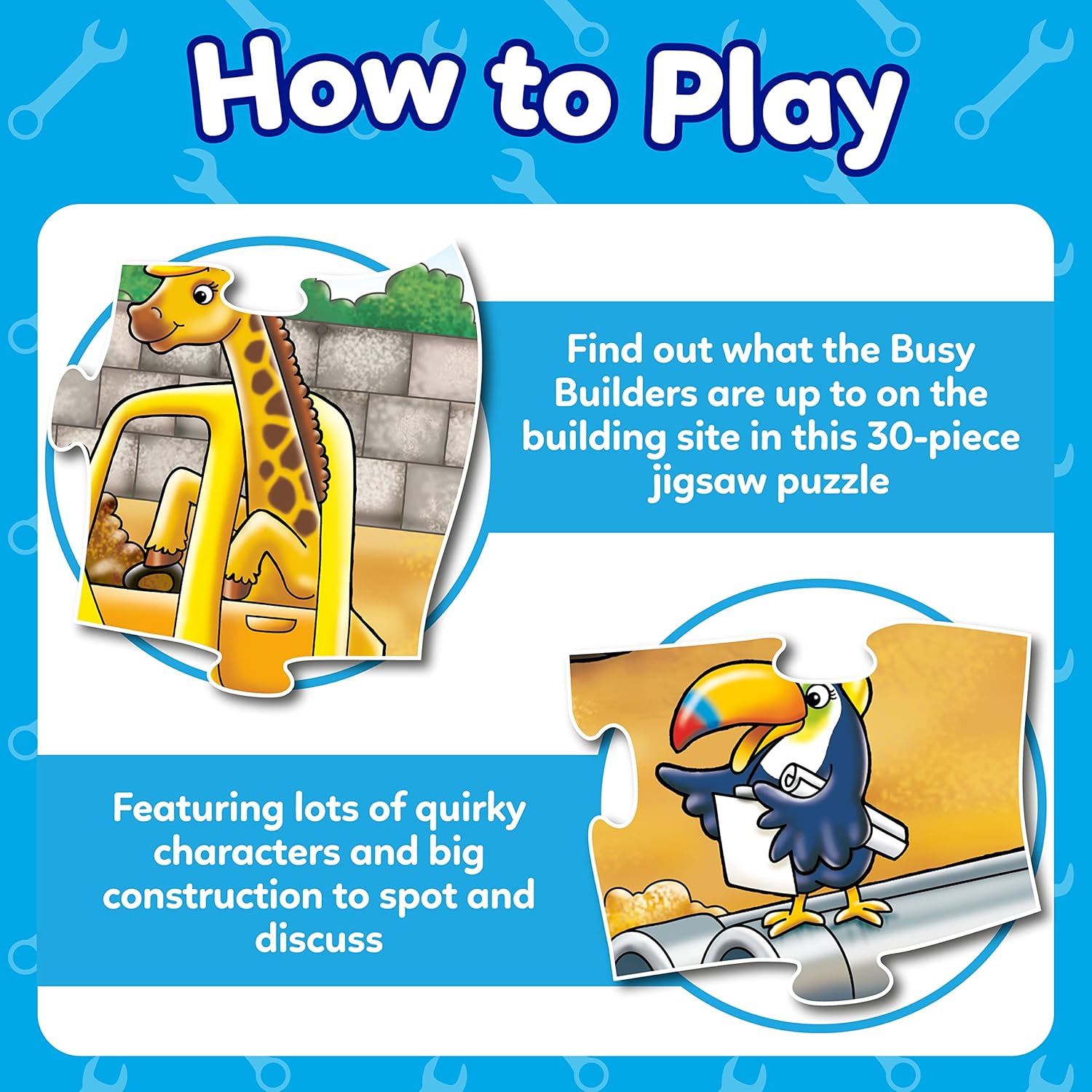 Orchard Toys Busy Builders Jigsaw Puzzle, 30-Piece Shaped Educational Jigsaw Puzzle, For Kids Age 3+, Develops Hand-Eye Coordination
