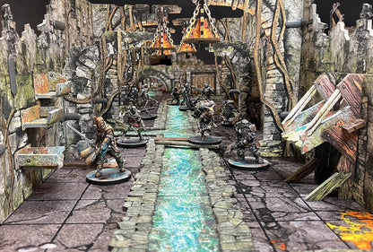 Battle Systems Ravenskeep Sewers: Modular Dungeon Terrain, Sewers, Lava Flows, Cardstock, No Painting Required, Assembly Required, Ages 144+