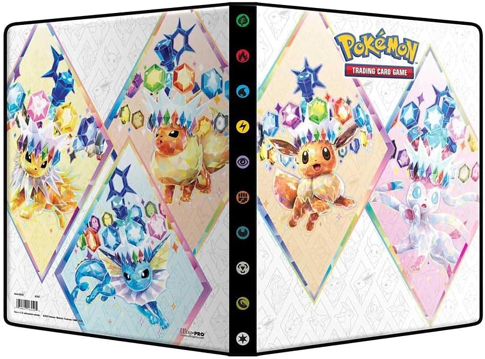 Ultra PRO Scarlet & Violet 9-Pocket Portfolio for Pokémon Cards - Full Art Cover of Terestallized Eevee, Sylveon, Jolteon, Flareon, Vaporeon Design - Holds 252 Pokemon Cards or Standard Size Cards