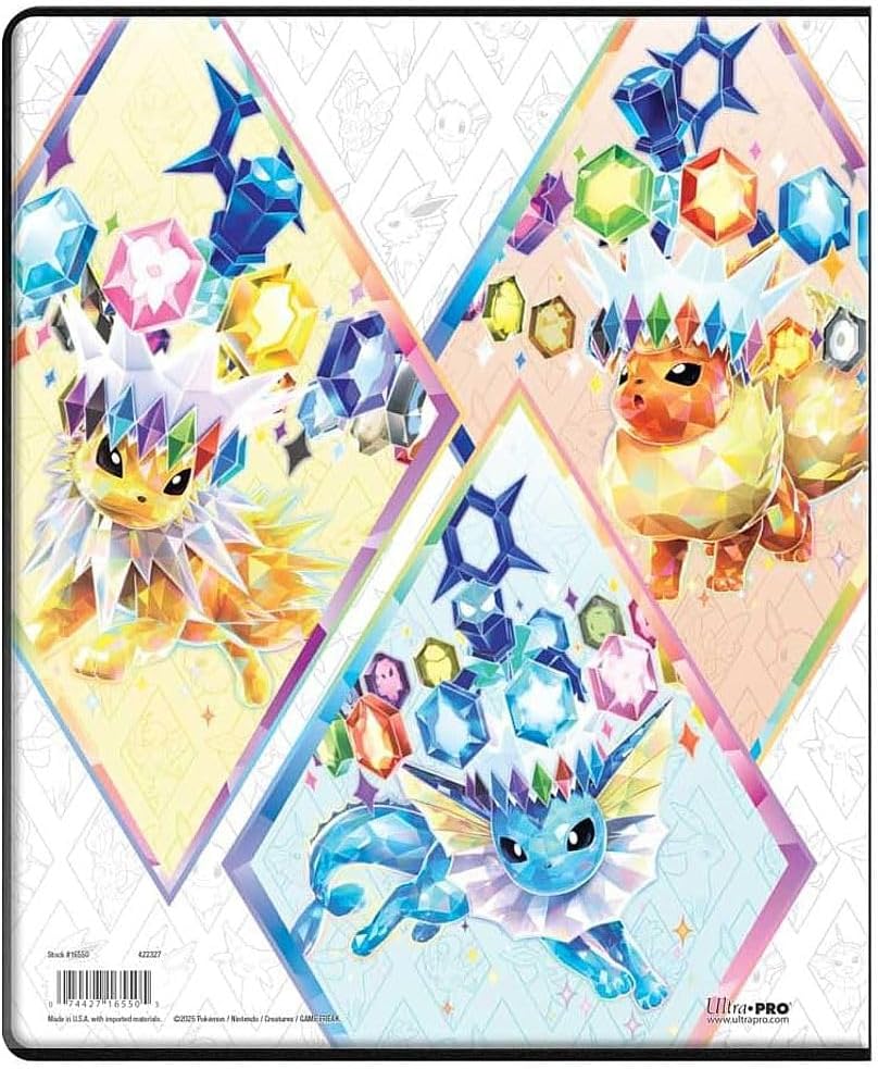 Ultra PRO Scarlet & Violet 9-Pocket Portfolio for Pokémon Cards - Full Art Cover of Terestallized Eevee, Sylveon, Jolteon, Flareon, Vaporeon Design - Holds 252 Pokemon Cards or Standard Size Cards