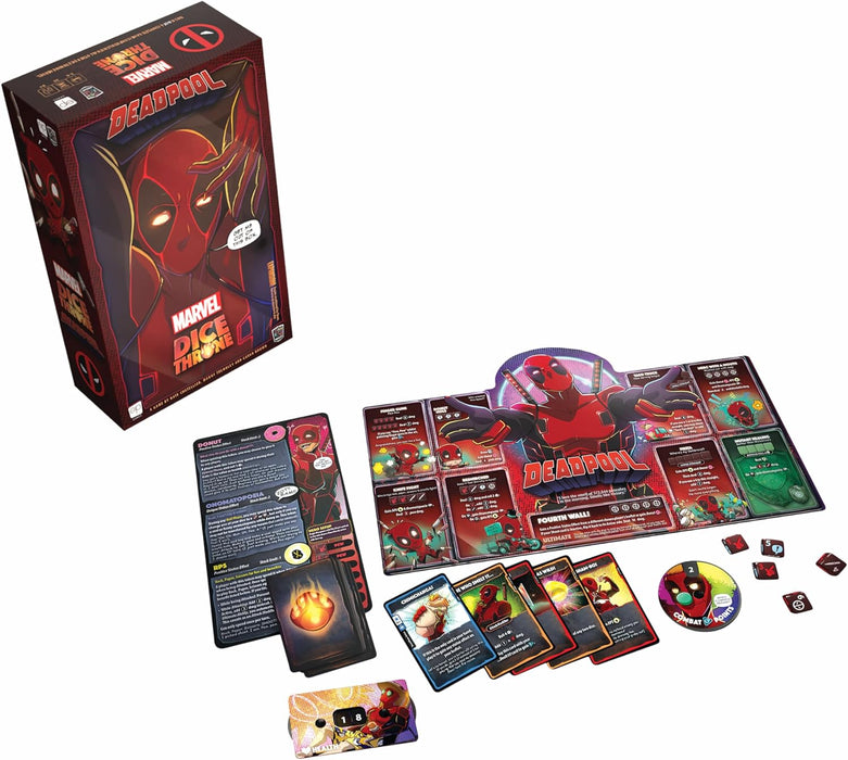 Marvel Dice Throne: Deadpool "Deluxe" Edition, Dice-Rolling Battle Game, Play as Deadpool with Unique Abilities, Stand-Alone Expansion & Compatible with All Dice Throne Heroes, Officially Licensed