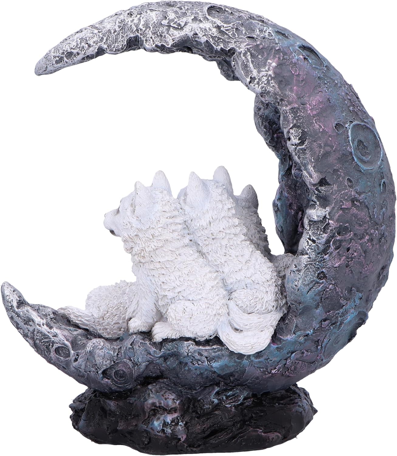 Nemesis Now Moon Litter Wolf Set Plus Moon W/LED Light 20cm, Resin, Cast in the Finest Resin, Expertly Hand-Painted