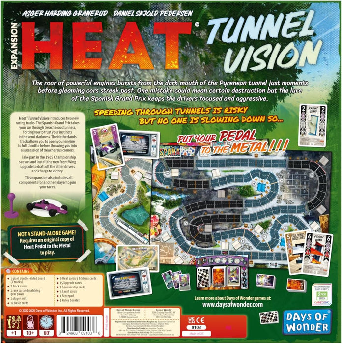 Days of Wonder | Heat - Tunnel Vision | Pedal to the Metal Expansion | Board Game | Ages 10+ | 1-6 Players | 60+ Minutes Playing Time