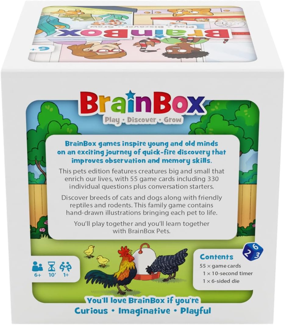 BrainBox Pets | Fun & Educational Card Game | Ages 8+ | 1+ Players | 10 Minutes Playing Time | English Version