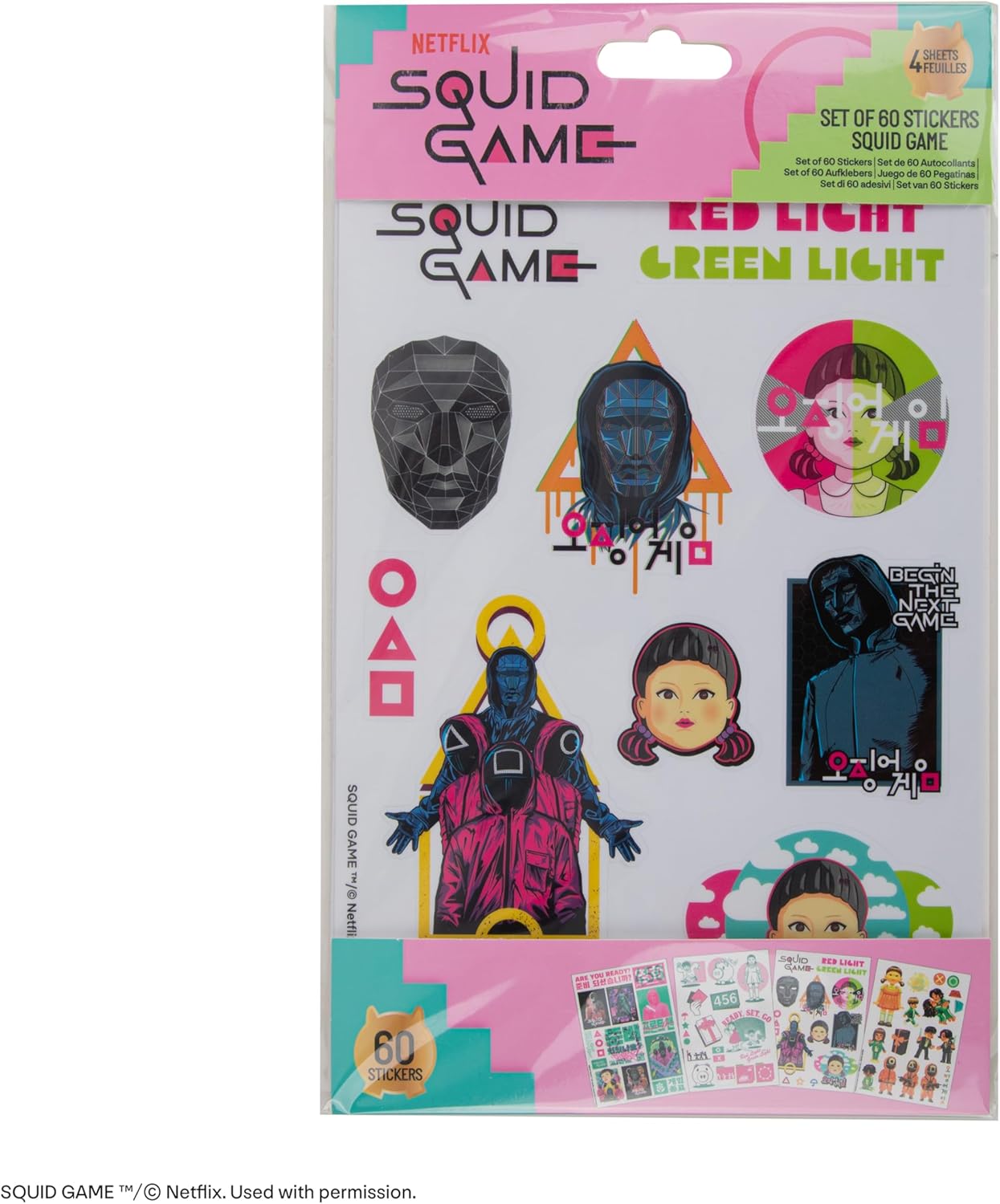 Cinereplicas Squid Game - Set mit 4 Aufklebern - Tintenfischspiel - Offizielle Lizenz