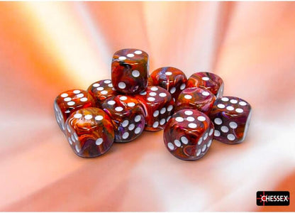 Symphony Festive Dice with White Pips D6 16mm (5/8in) Pack of 12 Chessex