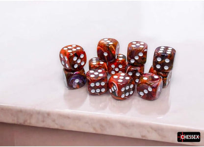 Symphony Festive Dice with White Pips D6 16mm (5/8in) Pack of 12 Chessex