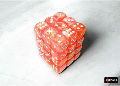 Dahlia Festive Luminary Dice with White Pips D6 12mm (1/2in) Pack of 36 Chessex