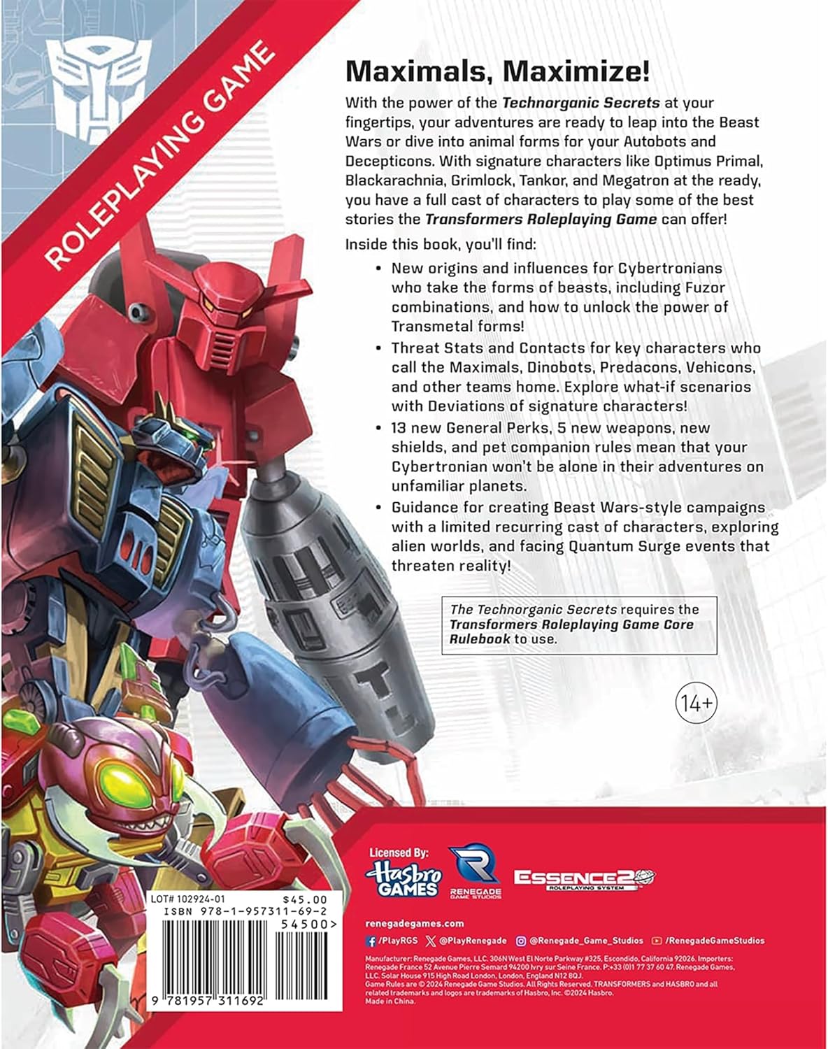 Transformers Roleplaying Game Technorganic Secrets Sourcebook