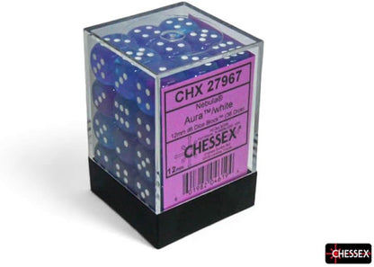 Aura Nebula Luminary Dice with White Pips D6 12mm (1/2in) Pack of 36 Chessex