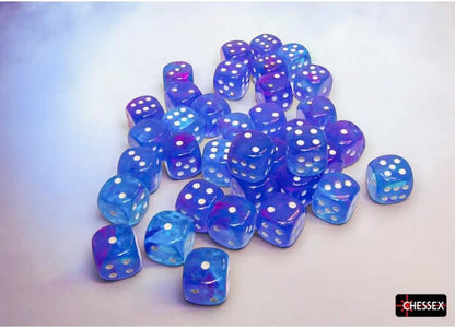 Aura Nebula Luminary Dice with White Pips D6 12mm (1/2in) Pack of 36 Chessex