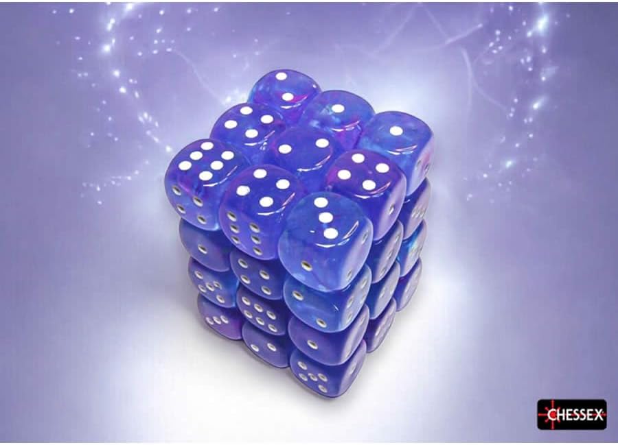 Aura Nebula Luminary Dice with White Pips D6 12mm (1/2in) Pack of 36 Chessex