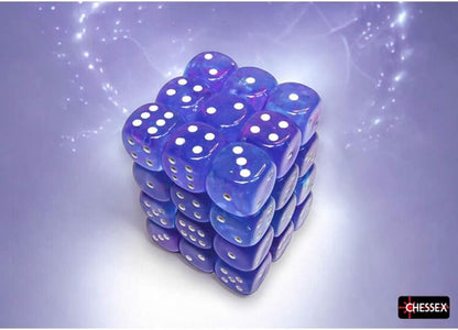 Aura Nebula Luminary Dice with White Pips D6 12mm (1/2in) Pack of 36 Chessex