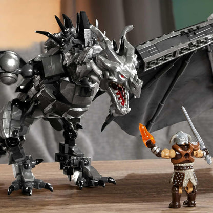 MEGA Skyrim Alduin Le Dévoreur de Mondes, figurine à construire de 619 pièces avec 1 personnage Dragonborn pour les collectionneurs, HXR98