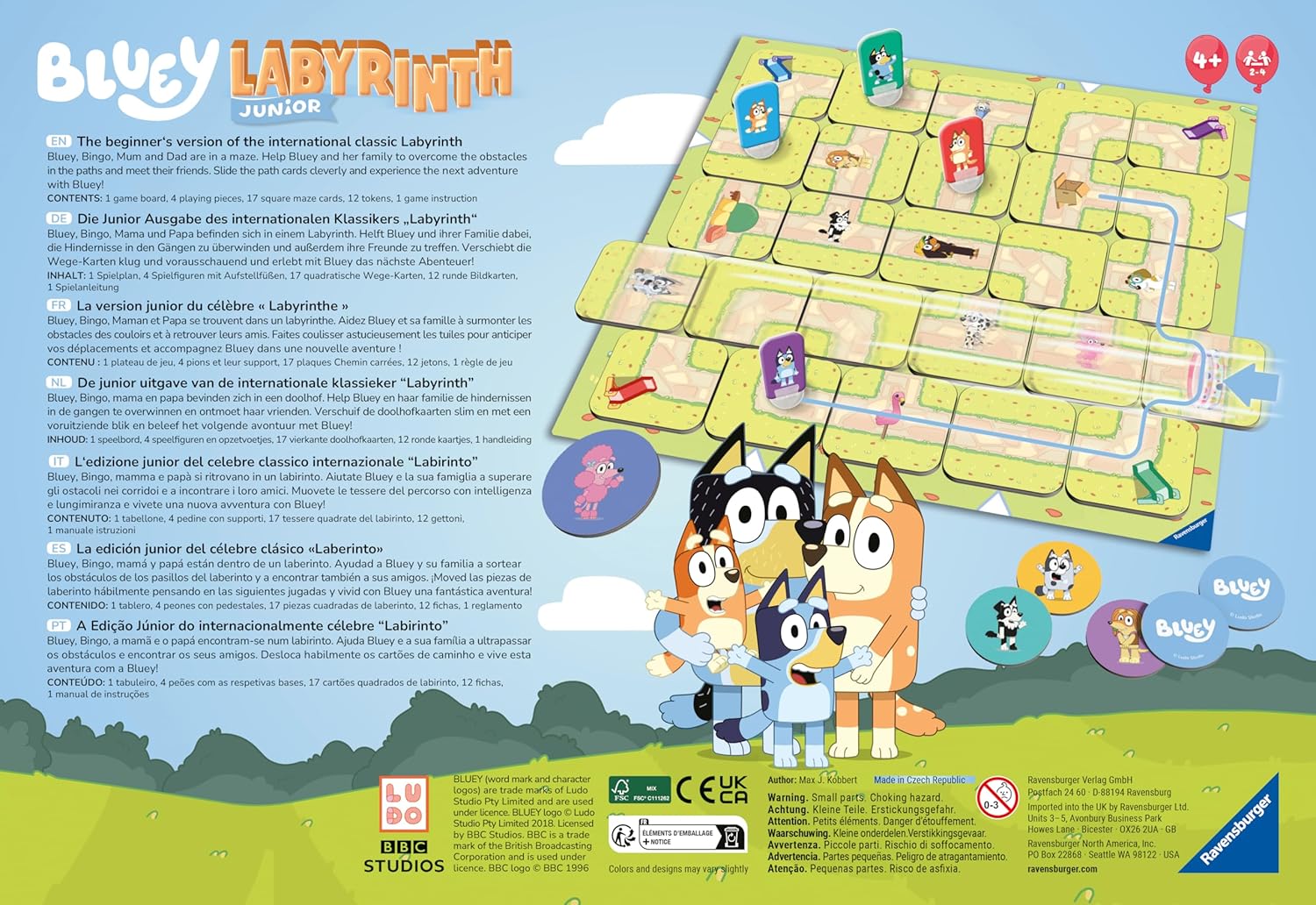 Ravensburger Bluey Toys and Gifts - Junior Labyrinth The Moving Maze Board Game for Kids Age 4 Years Up