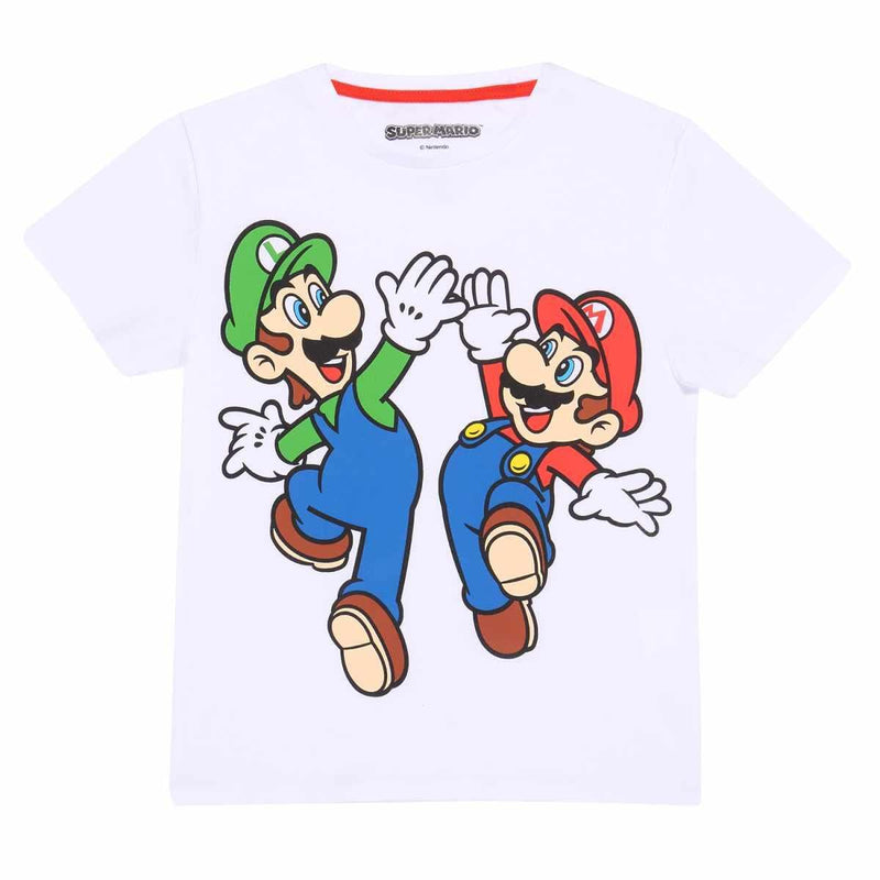 Nintendo Super Mario - Mario And Luigi Overprint (Unisex White T-Shirt) 5-6 Years